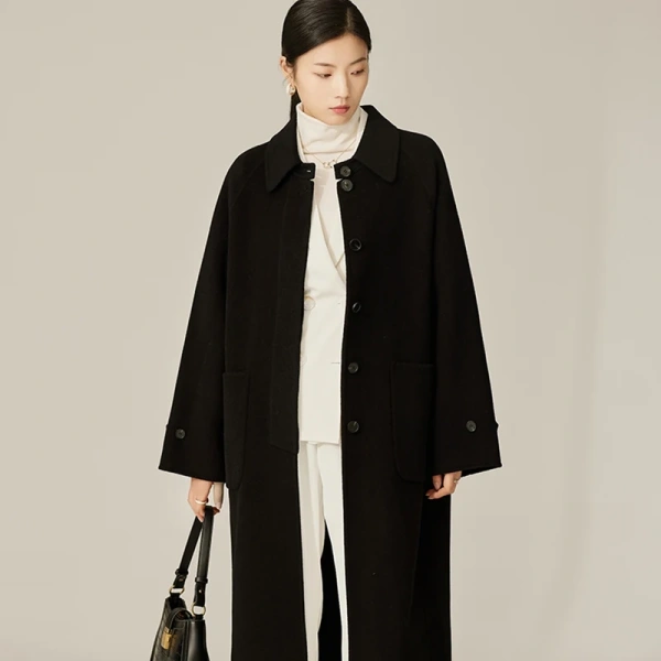 Winter Double-faced Woolen Goods Single BreastedLong Winter  Wool Ladies Coat Made in Classic Elegant - Image 3
