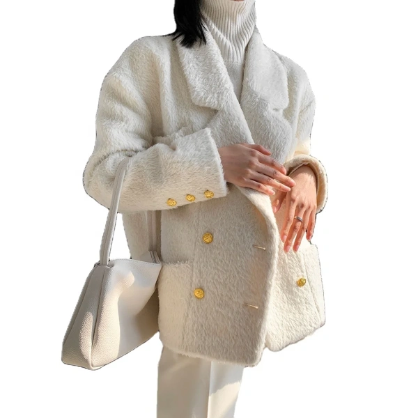 Small Perfume Buckle Double-sided Soft Suri Alpaca Wool Coat Female Fall and Winter New Fashion Atmosphere