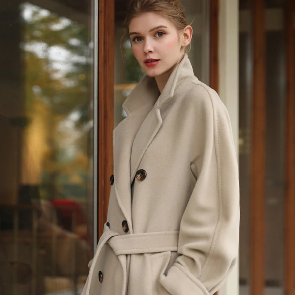 Haute Couture Winter Handmade Double-breasted Cashmere Coat the Latest Design Quality Goods