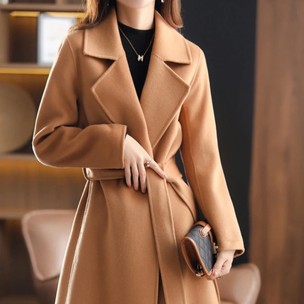 Wool Coats Winter High Quality Long Style Ladies Women Coat Outerwear Long Slevee Autumn Winter 100% Wool - Image 2
