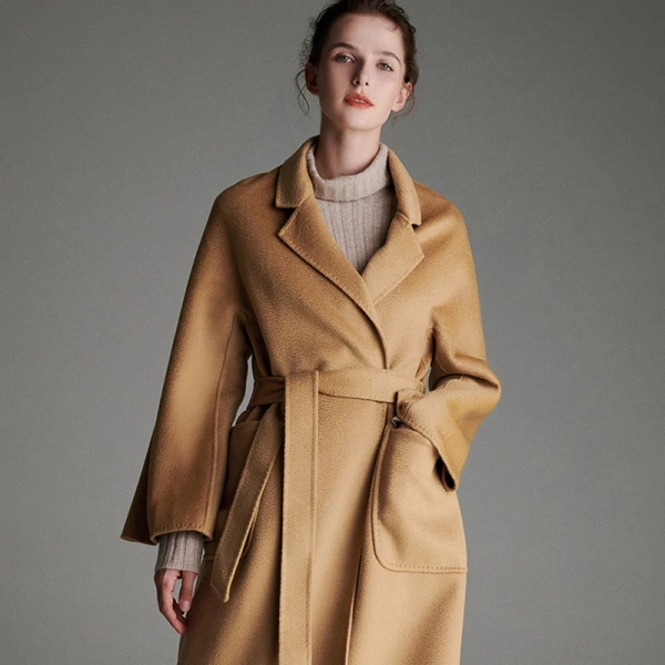 Women's Wool Blends Winter High Quality Double-faced Woolen Goods With Pocket Popular Design Long Wool Ladies Coat - Image 6