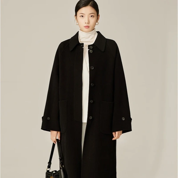 Winter Double-faced Woolen Goods Single BreastedLong Winter  Wool Ladies Coat Made in Classic Elegant - Image 2