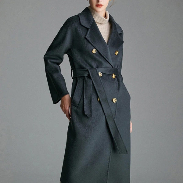 Winter Price Double-faced Woolen GoodsLong Winter100%wool Ladies Coat Regular Sleeves - Image 4