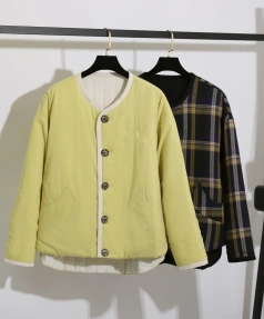 Women's Reversible 100% Cotton Puffer Jacket Single Breasted Winter Spring Casual Outerwear with Breathable Feature