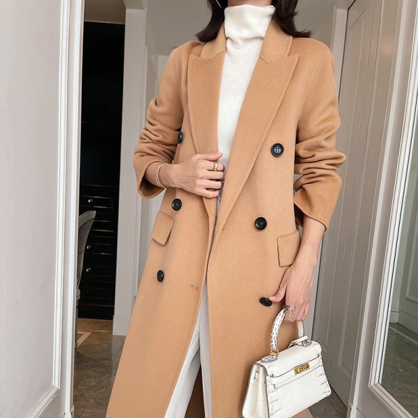 High Quality Handmade in 2025 the New Double Sided  Cashmere Double-breasted Winter Regular Sleeves Fit Coat - Image 2