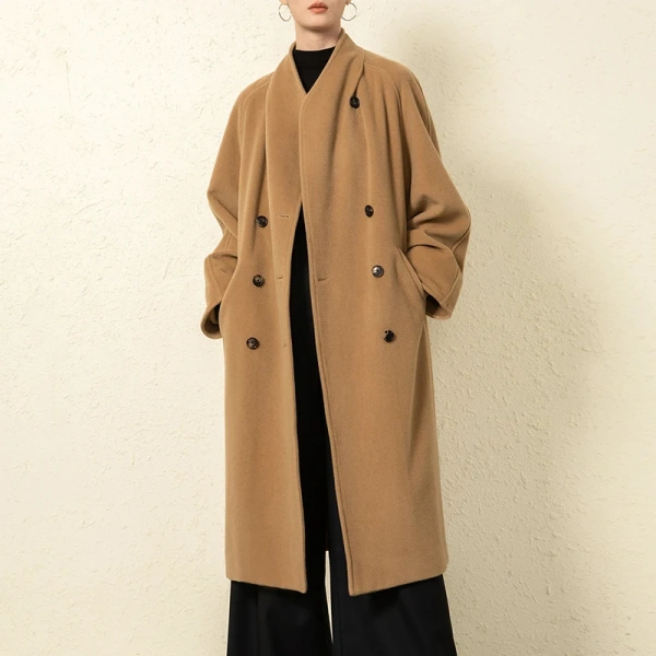 Winter Vintage Double Faced Long Cashmere Wool Coats Women - Image 3