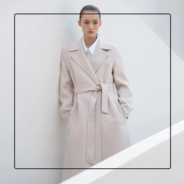 Boutique Women's Autumn/Winter High Quality Trend Design Sticky Pocket Cashmere Coat Elegant and Simple New Pattern Lacing - Image 2