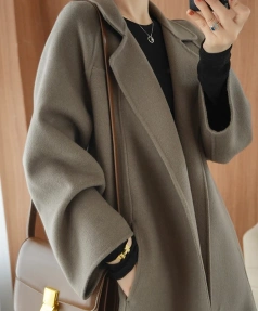 Handmade Winter Quality Goods Women s Wear Women's Wool Blends Coat Made in Cashmere Coat Spot Stock