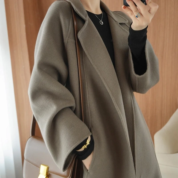 Handmade Winter Quality Goods Women s Wear Women's Wool Blends Coat Made in Cashmere Coat Spot Stock