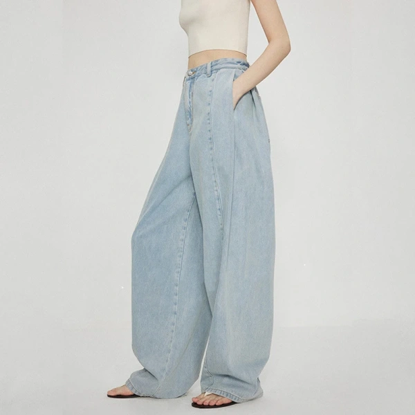 Casual High Waist Jeans Loose Denim Wide Leg Pants for Women - Image 3