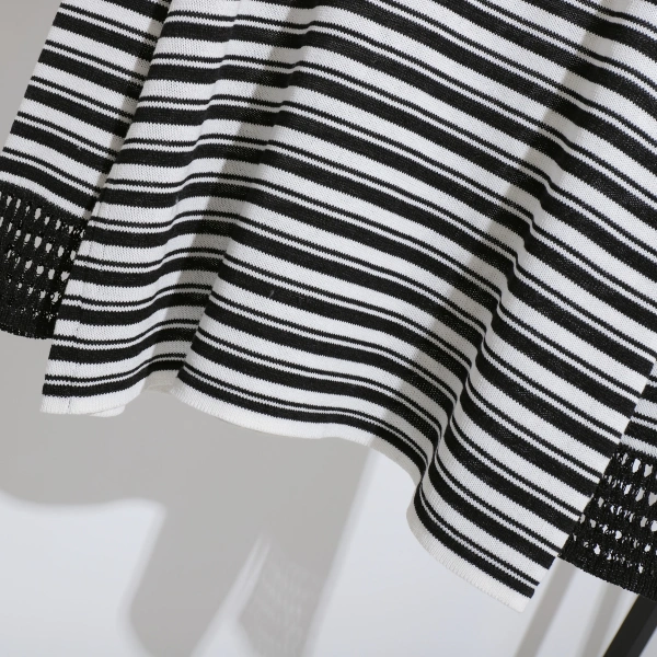 Winter Spring O Neck Stripe Pattern Knitted Cotton Pullover Sweater for Women - Image 5