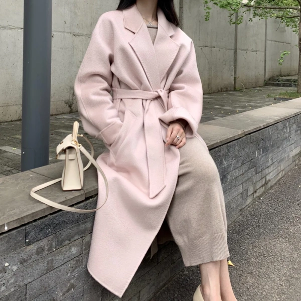 French Retro Double-sided Wool Coat Long Hair A-line Winter Long Thick High-grade Wool Coat for Women - Image 5