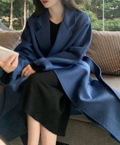 French Retro Double-sided Wool Coat Long Hair A-line Winter Long Thick High-grade Wool Coat for Women
