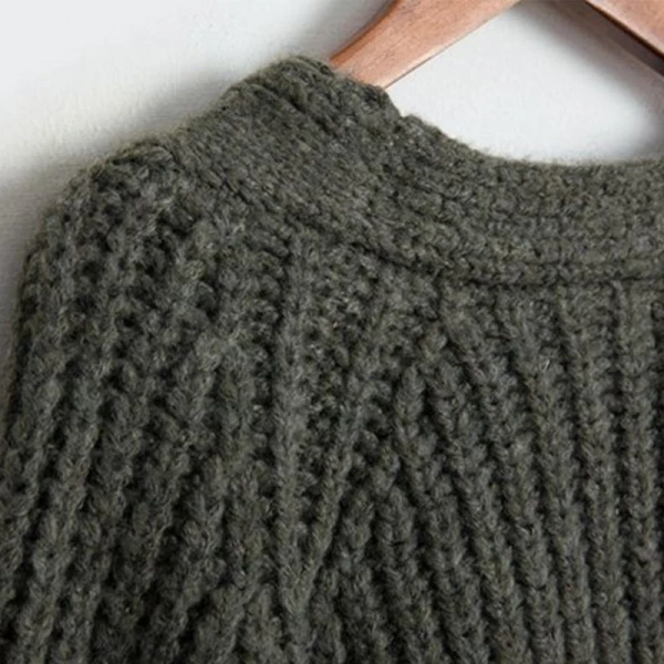 V Neck Single Breasted Sweater Winter Cropped 100% Wool Knitted Cardigan Women - Image 3