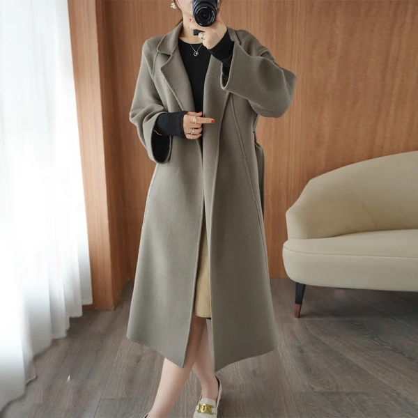 Handmade Winter Quality Goods Women s Wear Women's Wool Blends Coat Made in Cashmere Coat Spot Stock - Image 4