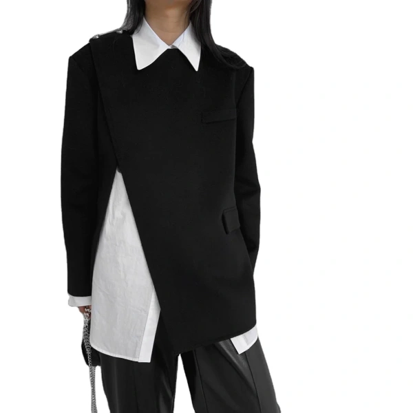 Retro Design Short Section Diagonal Lapel Double-sided Handmade Pure Cashmere Coat Twill Soft Wool Coat Women's Winter New