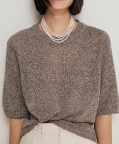 Solid Color Loose Sweater Pullover Linen Knitwear for Women