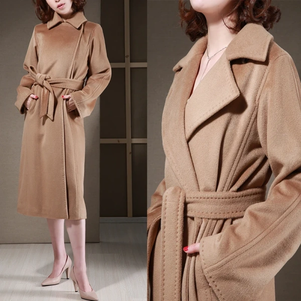 2025 Lace-up Winter High Quality Peruvian Women's Cashmere Coat New Design Unique High-end Quality Hand-sewn - Image 2
