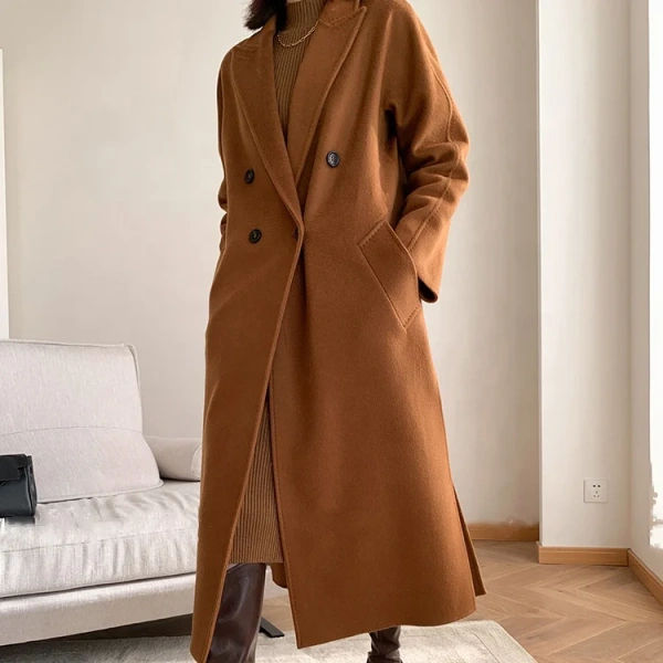 The Most Popular High-end Double-sided Cashmere Haute Couture Women's Long High-quality Woolen Coat This Fall and Winter - Image 3