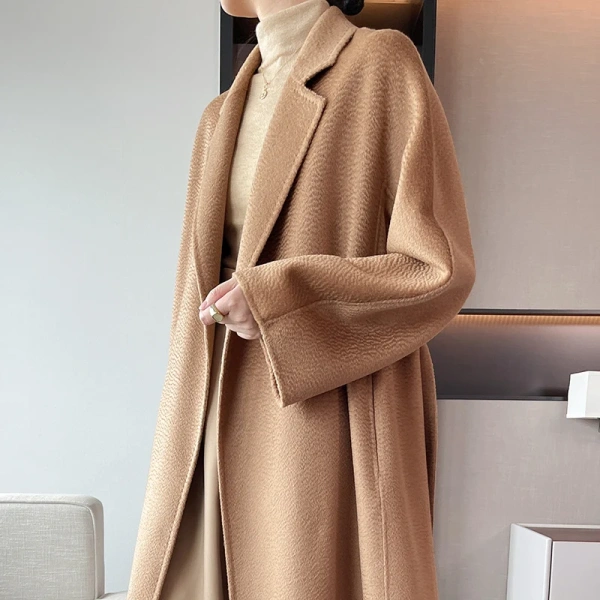 Haute Couture Waterwave Soft Camel Hair Sledgehammer Hand Sewn Classic Reversible Cashmere Coat - Image 6
