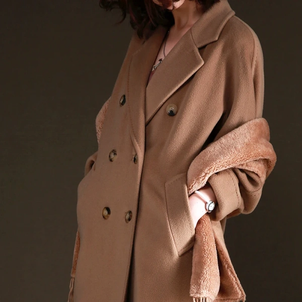 Haute Couture Winter Peru Cashmere Coat Soft Elegant Hot Sale Double-breasted High Quality - Image 4