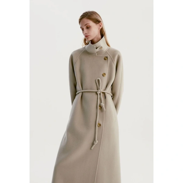 This Winter's New Small Round Neck Thickened Double-sided Wool Warm Coat square Neck Coat Fresh Simple Solid Color - Image 6