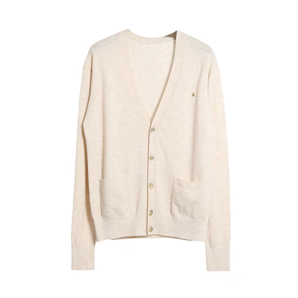 Single Breasted Wool Sweater V Neck 100% Wool Knitted Cardigan Women With Pockets