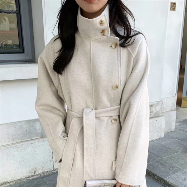 2025 High-end Woolen Goods Winter  100% Wool Coat Fashion Classic New Design Solid Color Jacket - Image 4