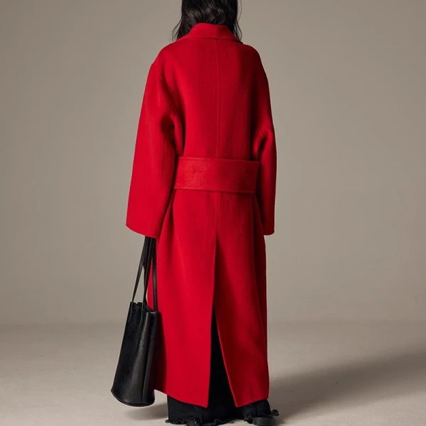 Winter Shawl Collar Camel Hair Coat Luxury Double Faced Long Wool Trench Coats for Women - Image 2