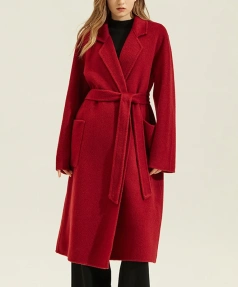 Handmade Goat Cashmere Coat Winter Genuine Long Genuine Wool Coats Women With Belt