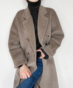 High-end 2025Haute Couture Plush the Real Alpaca Hair Profile Winter Thickening Keep Warm Cashmere Coat