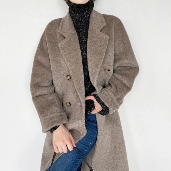 High-end 2025Haute Couture Plush the Real Alpaca Hair Profile Winter Thickening Keep Warm Cashmere Coat