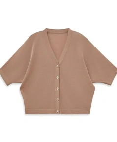 Summer Single Breasted Knitwear Shirt Women V Neck Short Sleeve Cotton Knitted Cardigans