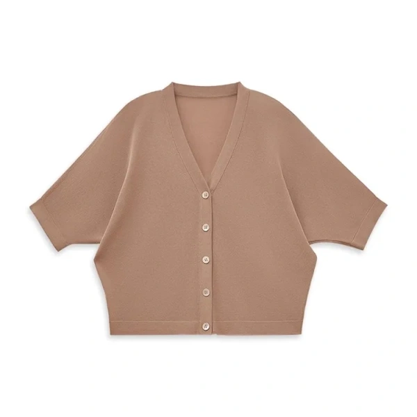 Summer Single Breasted Knitwear Shirt Women V Neck Short Sleeve Cotton Knitted Cardigans