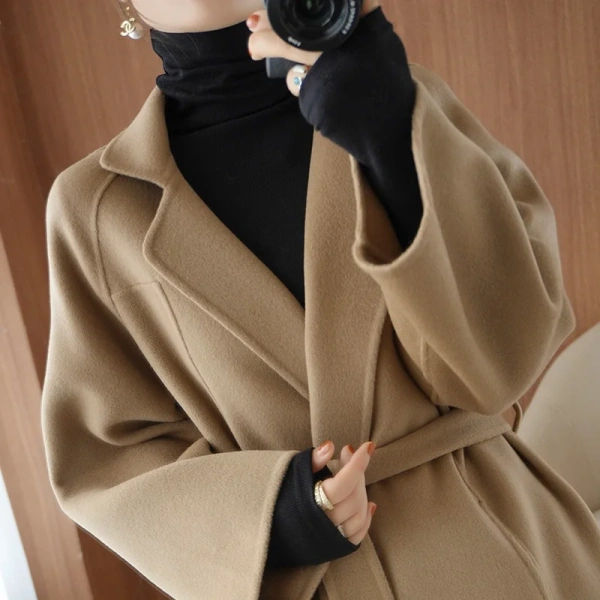 Handmade Winter Quality Goods Women s Wear Women's Wool Blends Coat Made in Cashmere Coat Spot Stock - Image 5