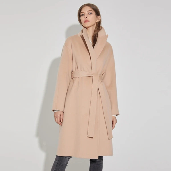2025 Haute Couture Tie a Belt High Quality Winter High Quality Popular Design Cashmere Coat Jacket Spot Stock - Image 3