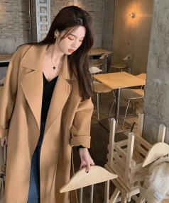 Haute Couture Double-faced Woolen Goods Winter  100% Wool Coat Handmade Solid Color New Design