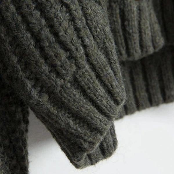 V Neck Single Breasted Sweater Winter Cropped 100% Wool Knitted Cardigan Women - Image 4