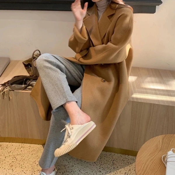 Double-breastedwomen's Wool Blends New Color  New Design Jacket Fashion Elegant Commuting Wool Coat Hot Sale High Quality - Image 2