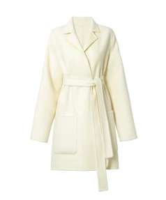 Senior Suit Double-sided Tweed Soft Cashmere Coat Female Fall and Winter New Temperament in the Long Tie Tweed Elegance