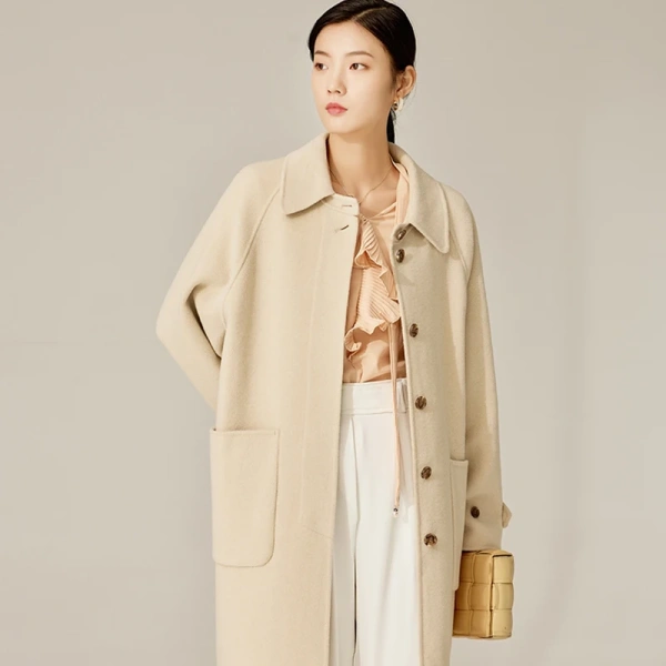 Winter Double-faced Woolen Goods Single BreastedLong Winter  Wool Ladies Coat Made in Classic Elegant - Image 4