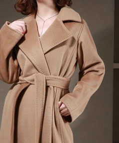 2025 Lace-up Winter High Quality Peruvian Women's Cashmere Coat New Design Unique High-end Quality Hand-sewn