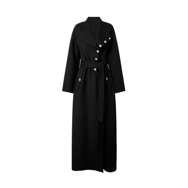 Senior Sense of Large Lapels Laced Double-sided Cashmere Coat Women 2025 Autumn and Winter New Long Temperament Wool Tweed Jacke - Image 6