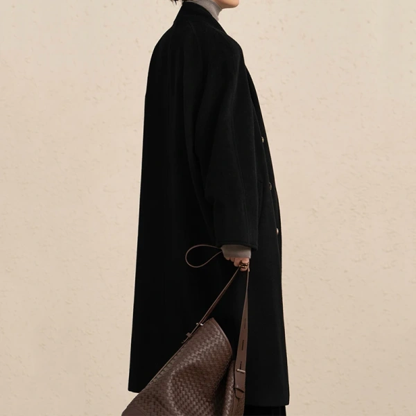 Winter Vintage Double Faced Long Cashmere Wool Coats Women - Image 2