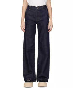 Cotton Denim Wide Leg Pants Vintage High Waist Jeans for Women