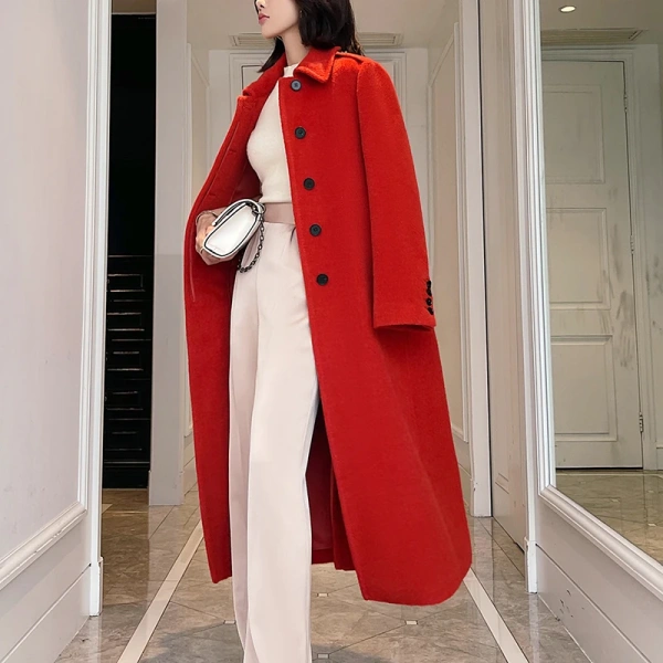 High Quality Peru Alpaca Hair Single Breasted Long Simplicity Elegant Women s Wear in 2025, the New Commuting Cashmere Coat