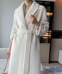 High Quality Peru Alpaca Hair Winter Thickening Keep Warm Plush Europe and America Popular Long Cashmere Coat