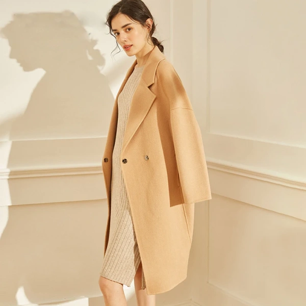 Winter High Quality Classic Elegant Korean Commuter Women's Long Genuine 100% Wool Jacket With Concealed Buttons - Image 2