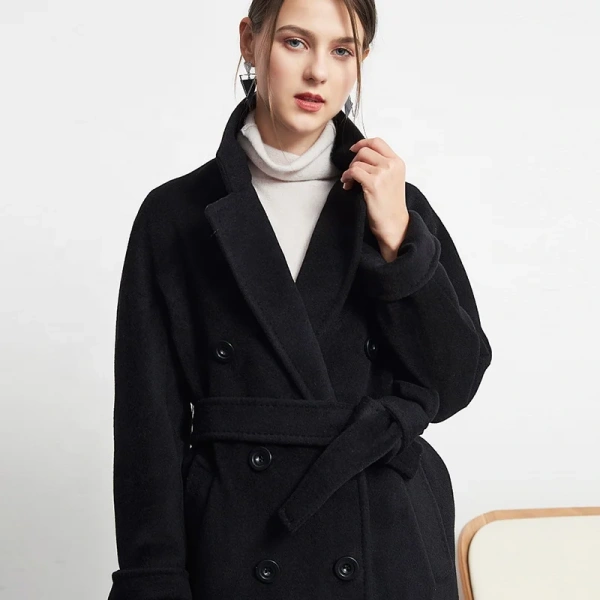 90% Wool +10% Cashmere Double Breasted High-end Selected Cashmere Coat Winter Thickening Warm in Stock - Image 6