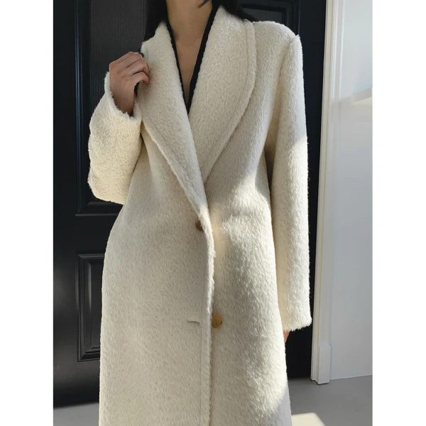 Swan Collar Suli Alpaca Double-sided Cashmere Coat Tweed Jacket Women 2025 Autumn and Winter - Image 5